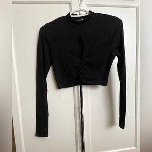 Fashion Nova Black Crop Shirt